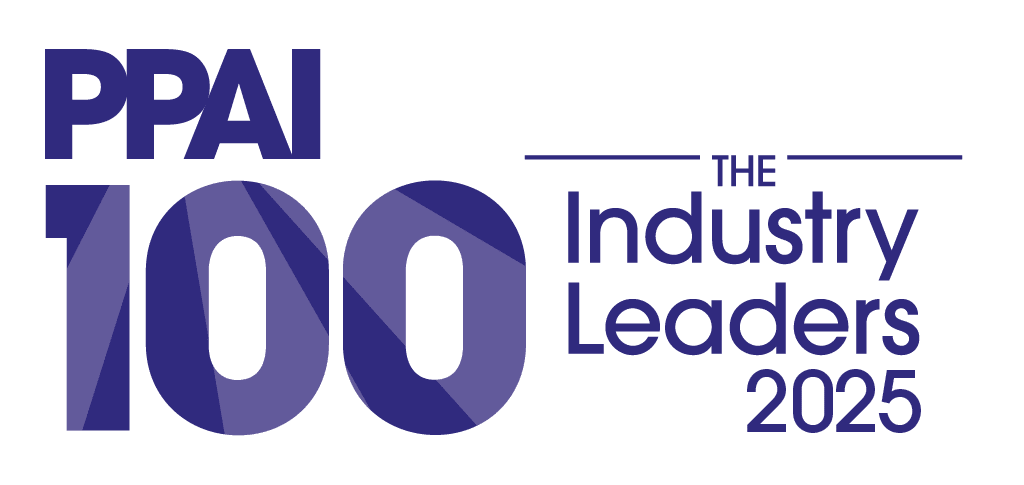 PPAI 100 the industry leaders 2025 dark blue logo & text